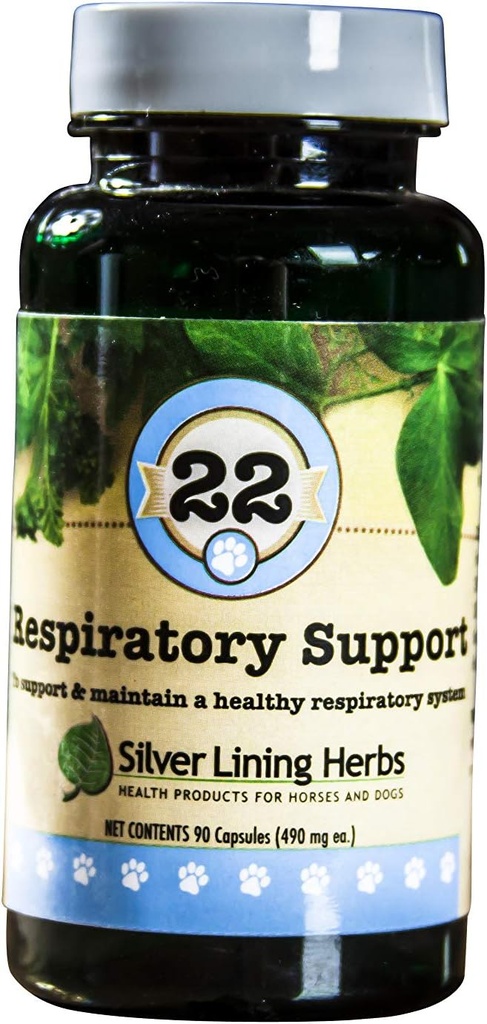 Sølv Lining Herbs 22 Respiratory Support Canine - Understøtter og vedligeholder en hunds Lung Funktion og et sundt åndedrætssystem - Canine Support Supplement Lavet med naturlige urter - 90 Kapsler
