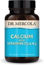 Dr. Mercola Calcium med Vitaminer D3 & K2 - Understøtter Bone & Heart Health * - Calcium med Vitaminer D3 & K2 - Æggebånd-Derived - Non- GMO, Gluten- Free & Soy Free - 30 kapsler (30 Servere)