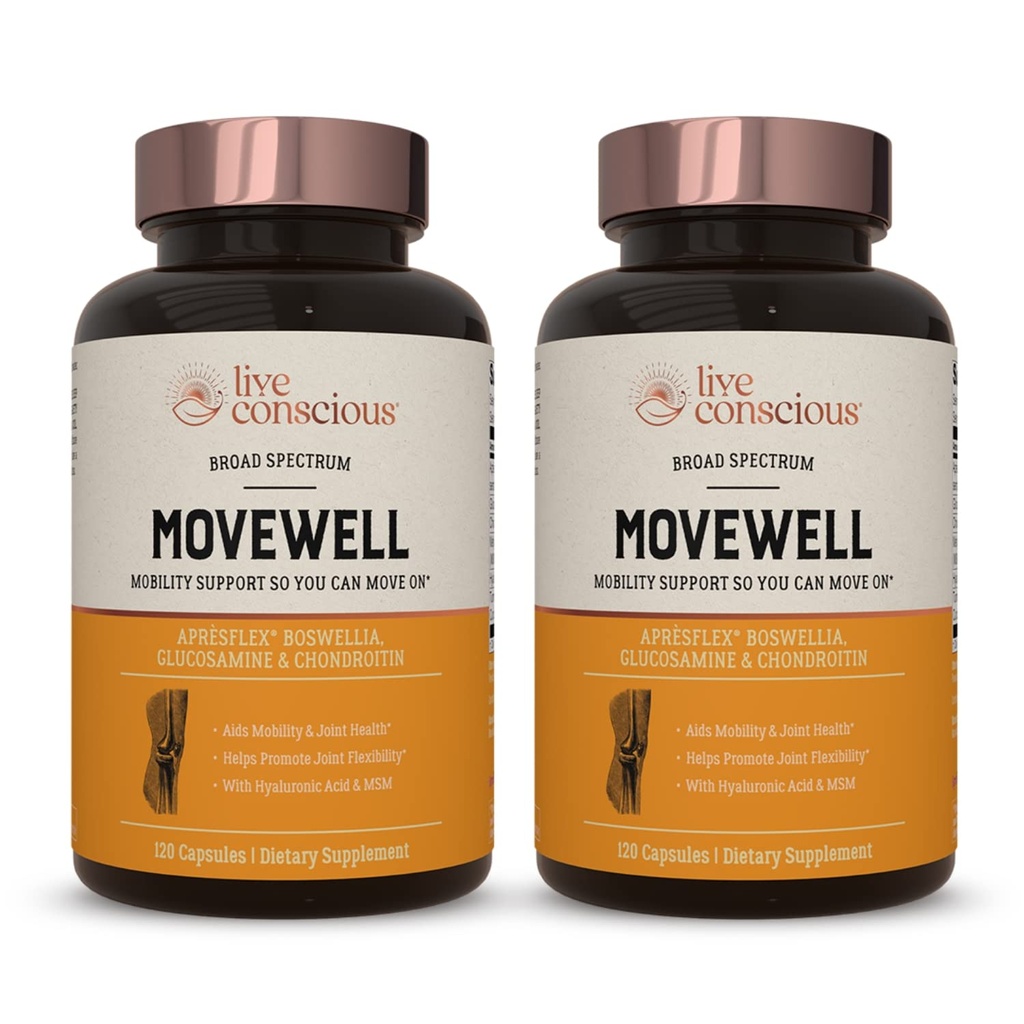 Movewell af LiveConscious Glucosamine Chondroitin med MSM, Hyaluronsyre, og mere end 124; Fælles sundhedstillæg (2-Pack)