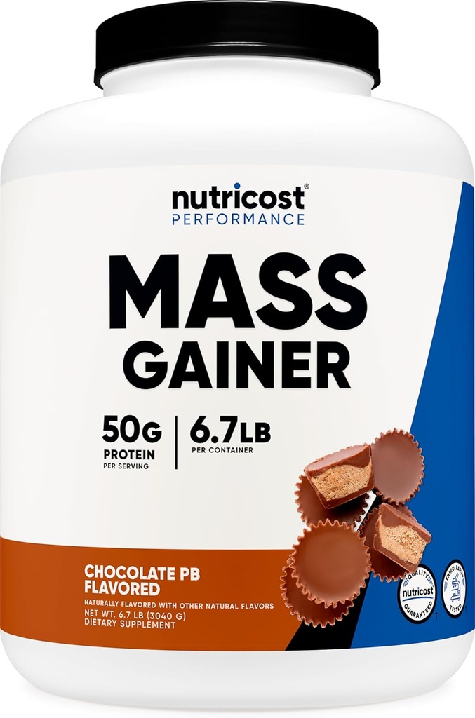 Nutricost Mass Gainer (Chokolade Peanut Butter Flavor, 6.7 LBS) 50 Bedste Protein Per Servering - Non- GMO