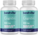 BESTVITE Cognizin Citicolin 500mg (120 vegetariske kapsler) (60x2) - Klinisk undersøgt Premium Cholin Nootrope - Ingen stearater - Vegan - Gluten Free - Brain Supplements for Memory and Focus