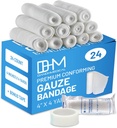 D & H Medical Pack af 24 Gauze Bandage Roll 4 Inches x 4 Yards - Medical Gauze Wrap for Wounds Care - Let at bruge Bomuld Gauze Rolls til hånd wrap Dressing Ankler & Knees