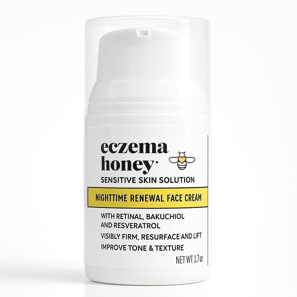 ECZEMA HONEY Koncentreret Nighttime Fornyelse Face Cream - Anti Aging hudpleje produkter - Undufted Face Moisturizer til Eksem, Tør & Følsom Hud (1.7 Oz)