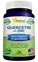 aSquared Nutrition Quercetin 1000mg med zinktilskud - 120 kapsler - Quercetin dihydrat med sort hyldebær & zink - Max Strength Powder Complex piller til at hjælpe med at forbedre immunrespons