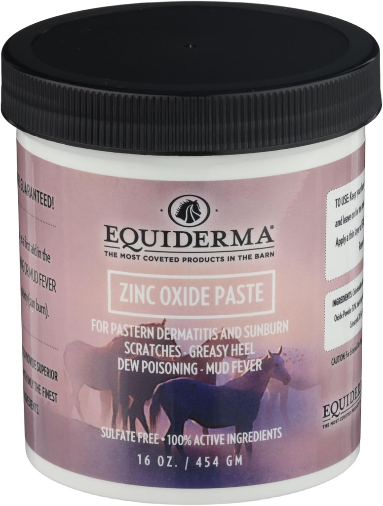 Equiderma Zink Oxide Paste til heste, 16 oz124; Behandling for Pastern Dermatitis, Scratches & Sunburn; Beskyttende vandresistent barriere & UV Shield
