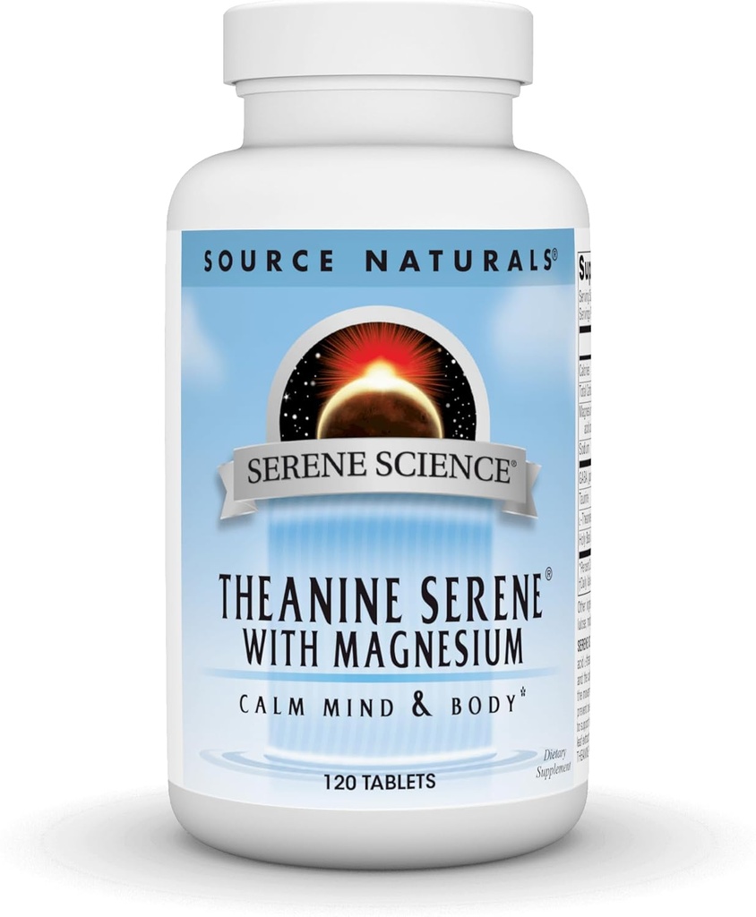 Source Naturals Serene Science L- Theanin med Magnesium og GABA - 120 tabletter