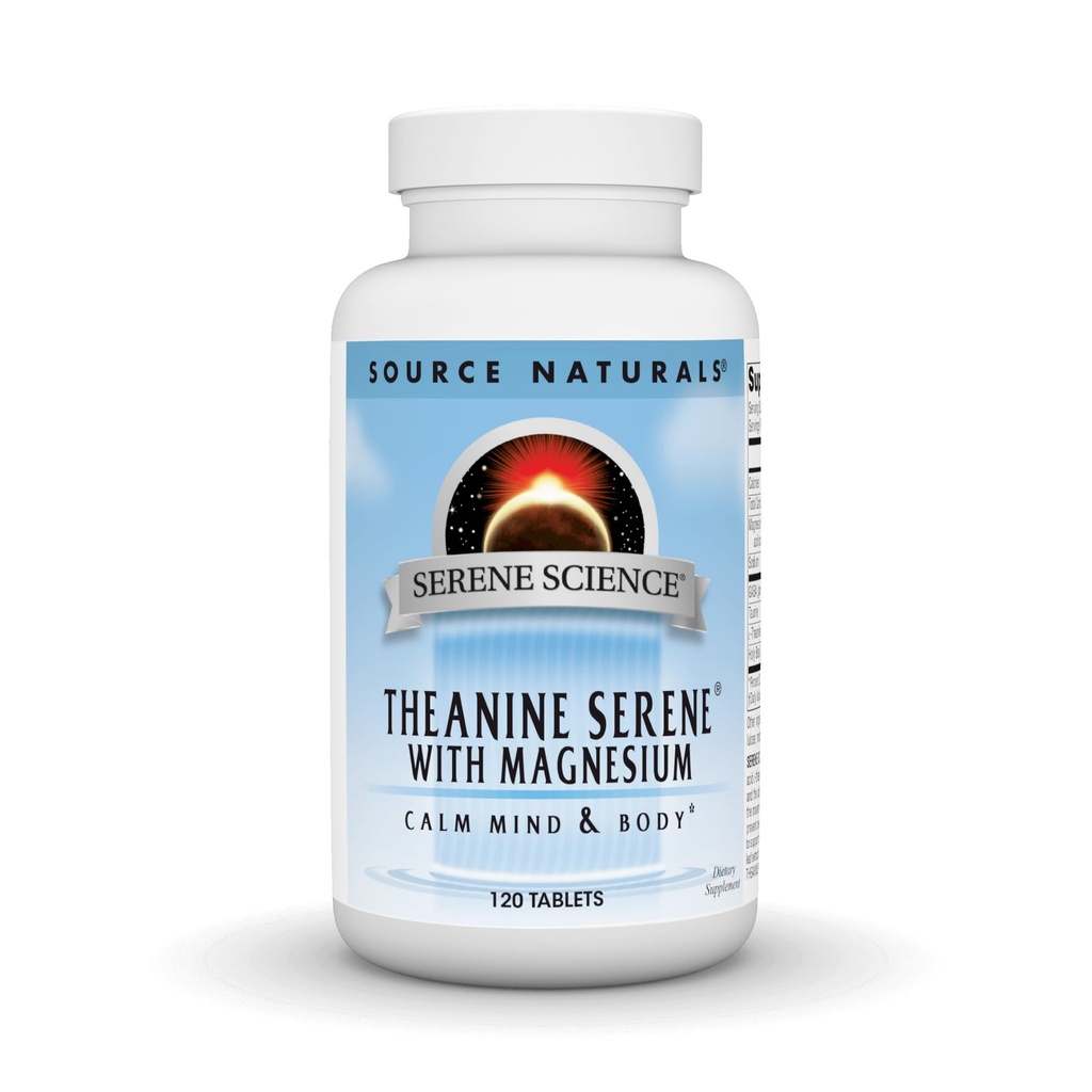 Source Naturals Serene Science L- Theanin med Magnesium og GABA - 120 tabletter