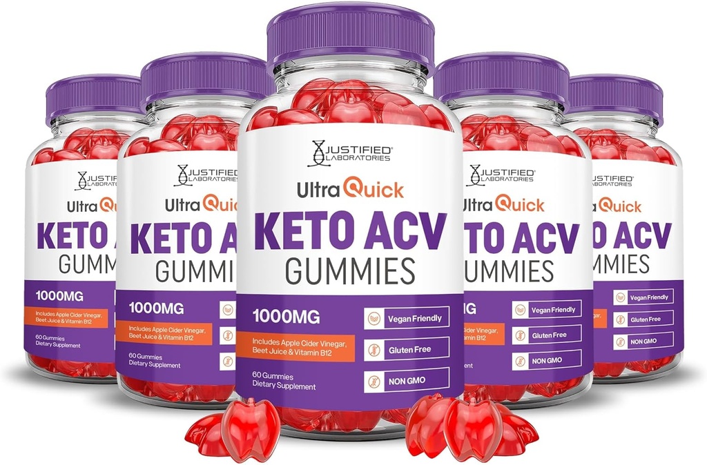 5 Pack Ultra Quick Keto ACV B12 Vegan Non GMO 300 Gummies