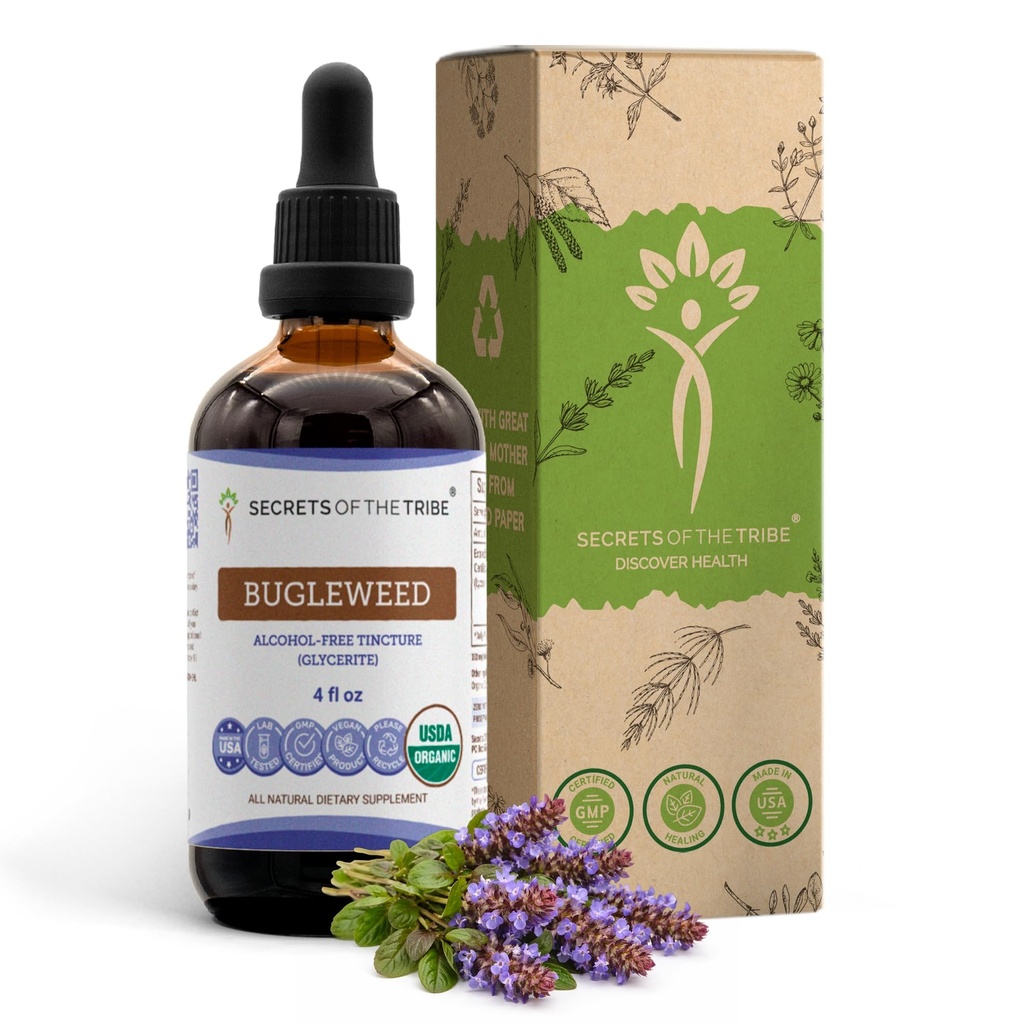 Secrets of the Tribe Bugleweed Tincture Alcohol- Free Liquid Extract, USDA Organic Bugleweed (Lycopus Protecicus) Tørret urt (4 FL OZ)