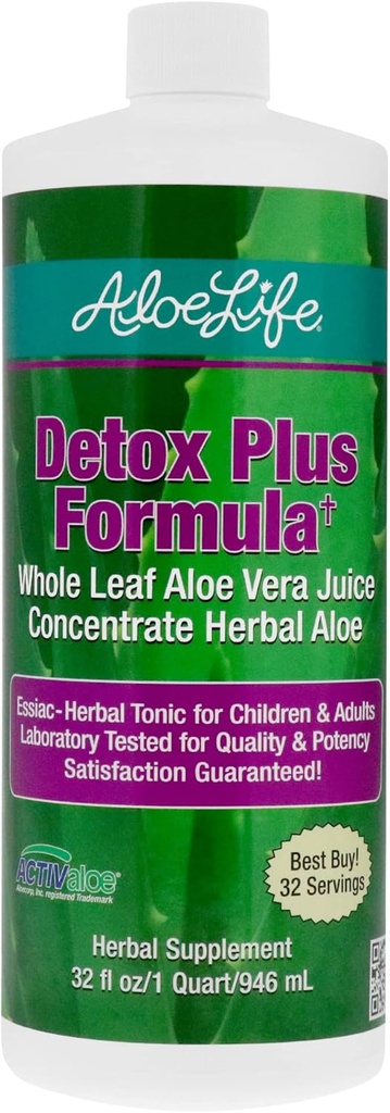 Aloe Life – Detox Plus Formula, Aloe-Based Detox Supplement, Aloe Vera Cleanse, Promotes Healthier Digestion, Concentrated Aloe & Herbal Tonic, Gut Health Detox for Wellness (32 oz.)