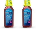 Basic Care Nighttime Svær kold og influenza Syrup, Max Strength Liquid Medicine, Multi- symptom Relief, for voksne og børn 12 år og ældre, blandet berry flavor, 12 fl oz (pakke med 2)