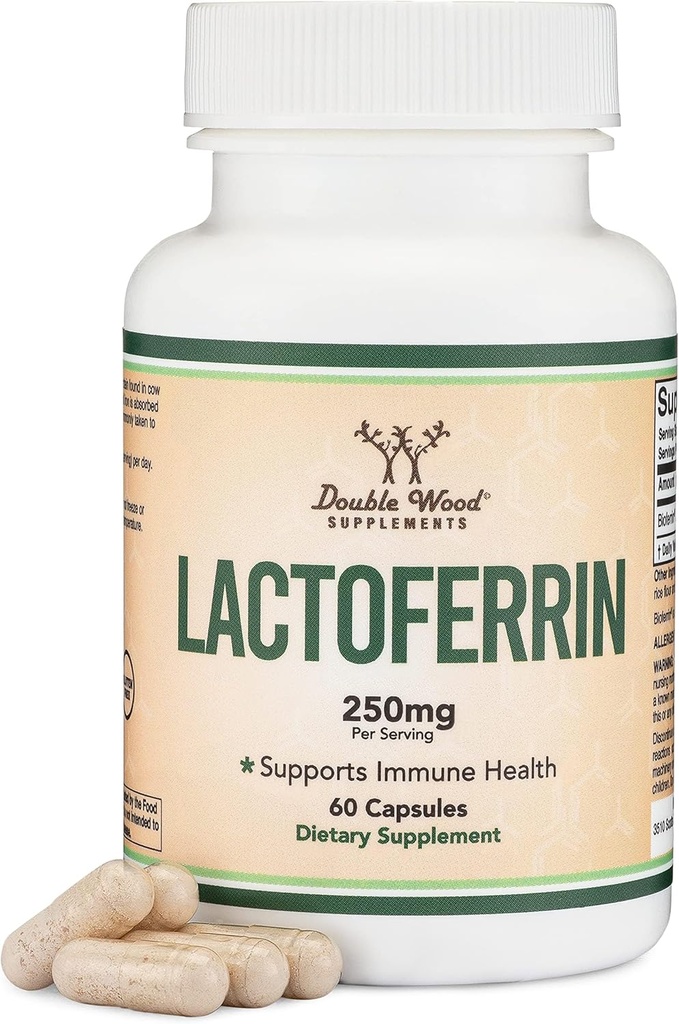 Lactoferrin 250 mg per servering (60 kapsler) Patenteret bioferrin Lactoferrin - Superior Iron Supplement for jernmangel og immunforsvar med dobbelt trætilskud
