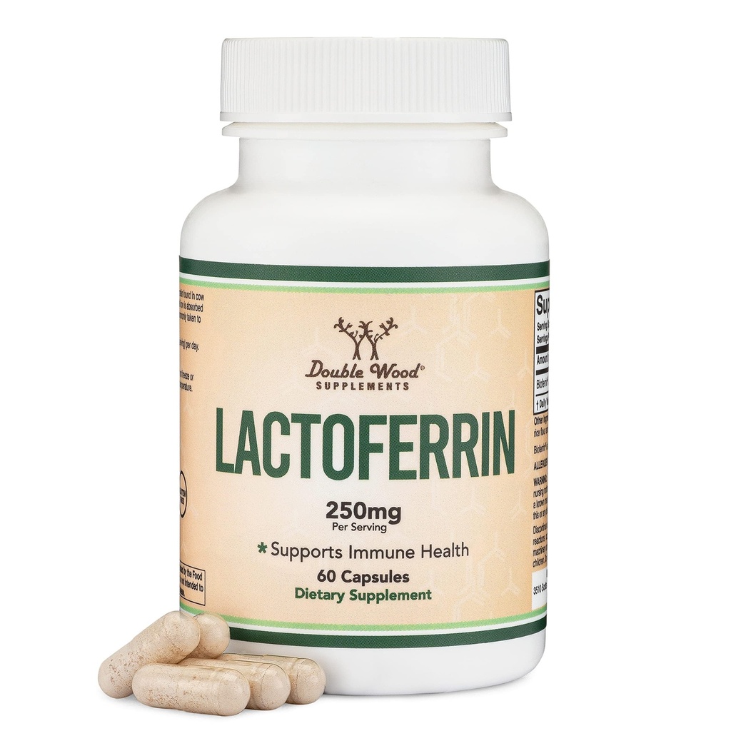 Lactoferrin 250 mg per servering (60 kapsler) Patenteret bioferrin Lactoferrin - Superior Iron Supplement for jernmangel og immunforsvar med dobbelt trætilskud