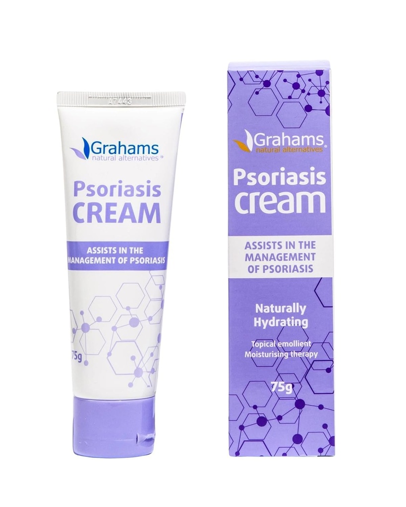 Grahams Natural Psoriasis Cream - Fugtgivende Psoriasis Behandling for hud til at reducere skalering, Relieve Inflammation, Irritation, Itch, Rødme & Dryness - Duft & Steroid- Free (1 x 75g)