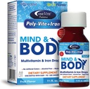 Poly- Vite + Iron Multivitamin jerndråber til spædbørn og småbørn - Understøtter stærk vækst, hjerne udvikling, immunforsvar - Ingen kunstige farver, Glutenfri, 50ml dråbetæller flaske med én Vite