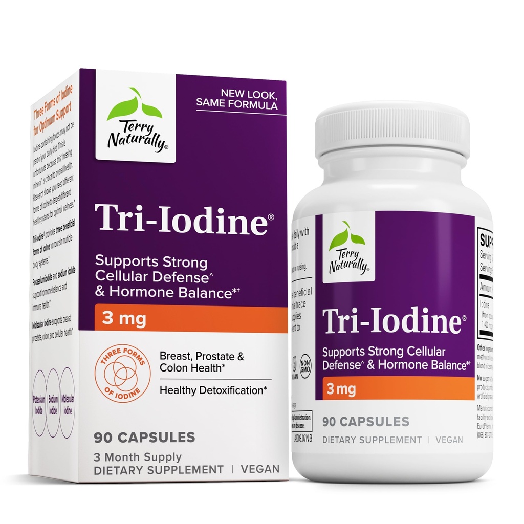 Terry naturligt Tri- Jod - Kosttilskud til Bryst & Prostata Health Support - Sund Thyreoideafunktion Support - 3 mg, 90 kapsler
