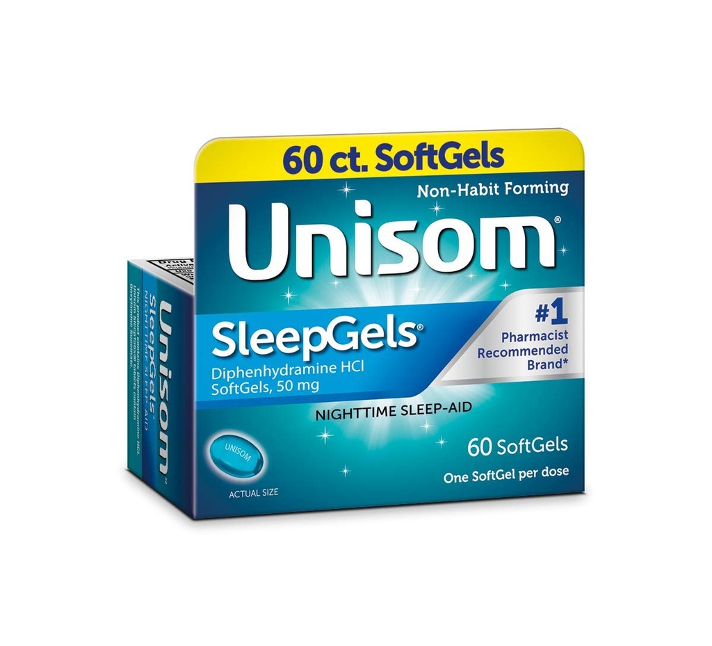 Unisom SleepGels, Diphenhydramin HCl 50 mg, 60 Tælling