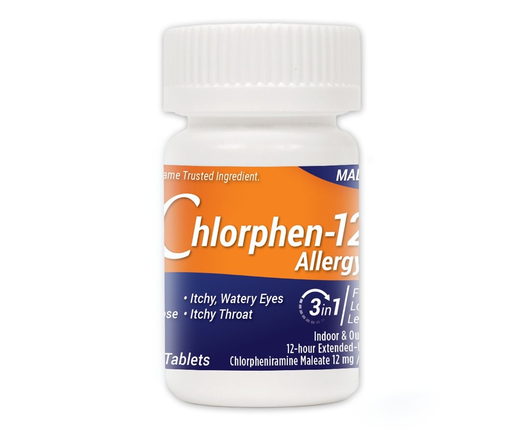 Chlorpheniramin Maleate Extended Release, 12 Mg, 60 tabletter