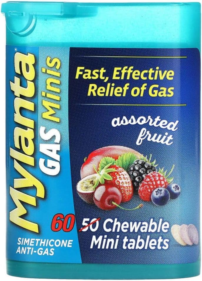 Mylanta Gas Relief Tablets, Gas Minis, Assorted Fruit, 60 Greve (pakke med 1)