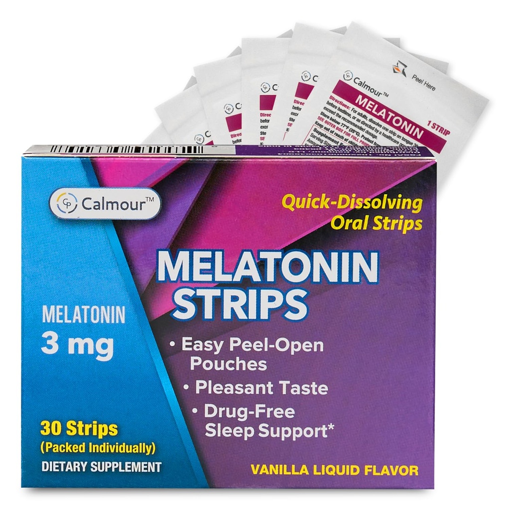 30 Oral dvalestrips • 124; Quick- Opløsning 3 mg melatonin Strip • 124; Works Hurtigere end gummies • 124; Afslapning Napning Kosttilskud • 124; Den ultimative sovende hjælp til bedre hvile og øje sundhed
