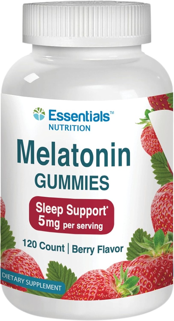NLMUBR LumbSIT PsinzmkMelatonin Gummies for voksne af Essentials Nutrition Note 124; Melatonin 5 mg Supplement