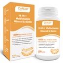 Hår Hud og negle Multi- Vitamin til mænd og kvinder, 10000mcg Biotin & Multimineral, Indeholder B- Vitaminer, Vitaminer C, E & D3, Spormineraler, Zink, Gluten- Free, Dairy- Free, Soy- Free, 100 tabletter