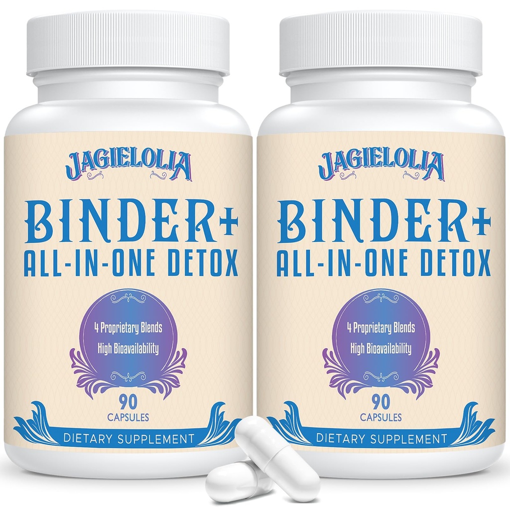 All- In- One Detox Binder Supplement 1500 MG - Høj biotilgængelighed, Lever Gut Detox Rengøring med aktiveret kul, Zeolite & Bentonit Clay for toksiner, lever, fordøjelsesbesvær, 180 Vegankapsler