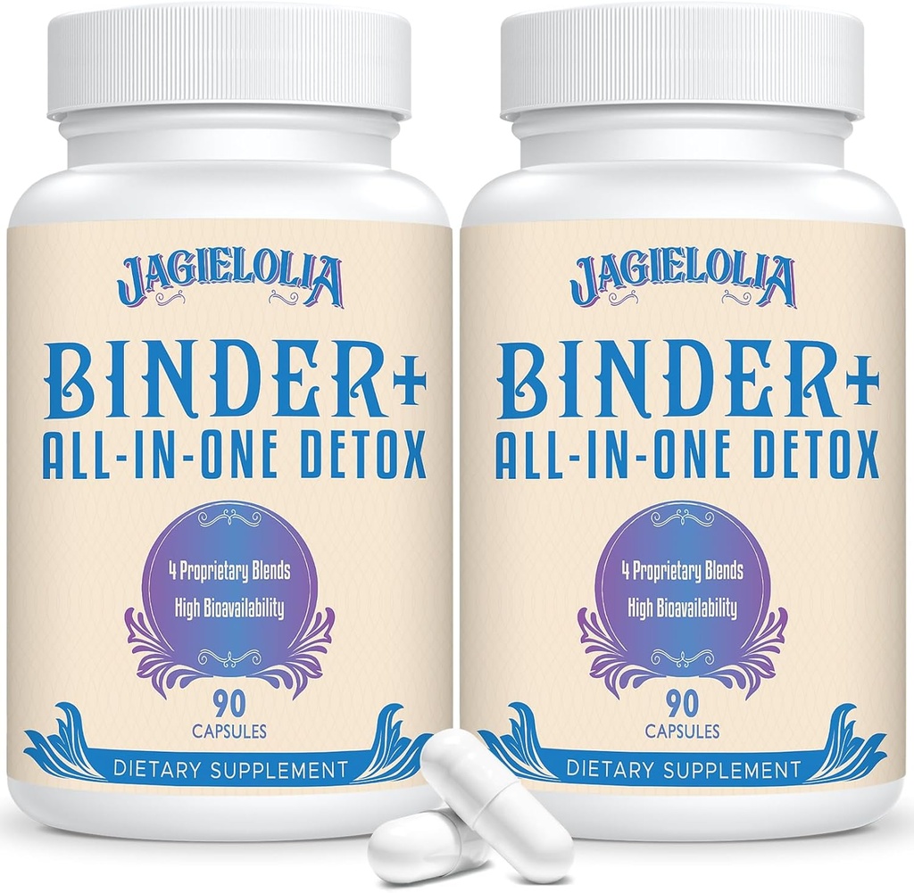 All- In- One Detox Binder Supplement 1500 MG - Høj biotilgængelighed, Lever Gut Detox Rengøring med aktiveret kul, Zeolite & Bentonit Clay for toksiner, lever, fordøjelsesbesvær, 180 Vegankapsler