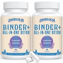 All- In- One Detox Binder Supplement 1500 MG - Høj biotilgængelighed, Lever Gut Detox Rengøring med aktiveret kul, Zeolite & Bentonit Clay for toksiner, lever, fordøjelsesbesvær, 180 Vegankapsler