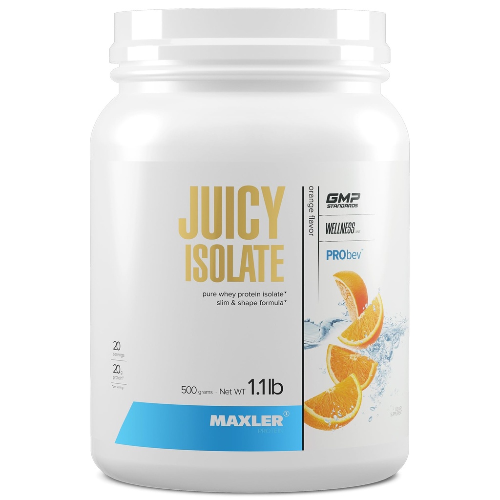 Maxler Juicy Isolate Protein Powder - Clear Whey Isolate - Low Lactose, Fat Free, Sugar Free Muscle Recovery Drikke til Pre & Post Workout - 90% af Protein per servering - Orange 1.1 lb (20 Servere)