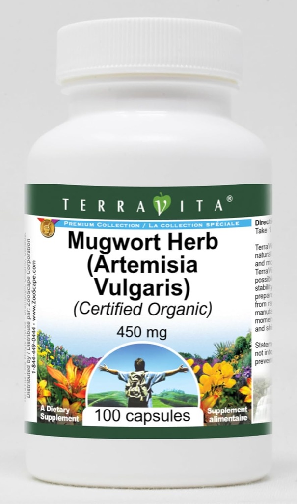 Mugwort Herb (Artemisia Vulgaris) (Certificeret Organic) - 450 mg (100 kapsler, ZIN: 517772)