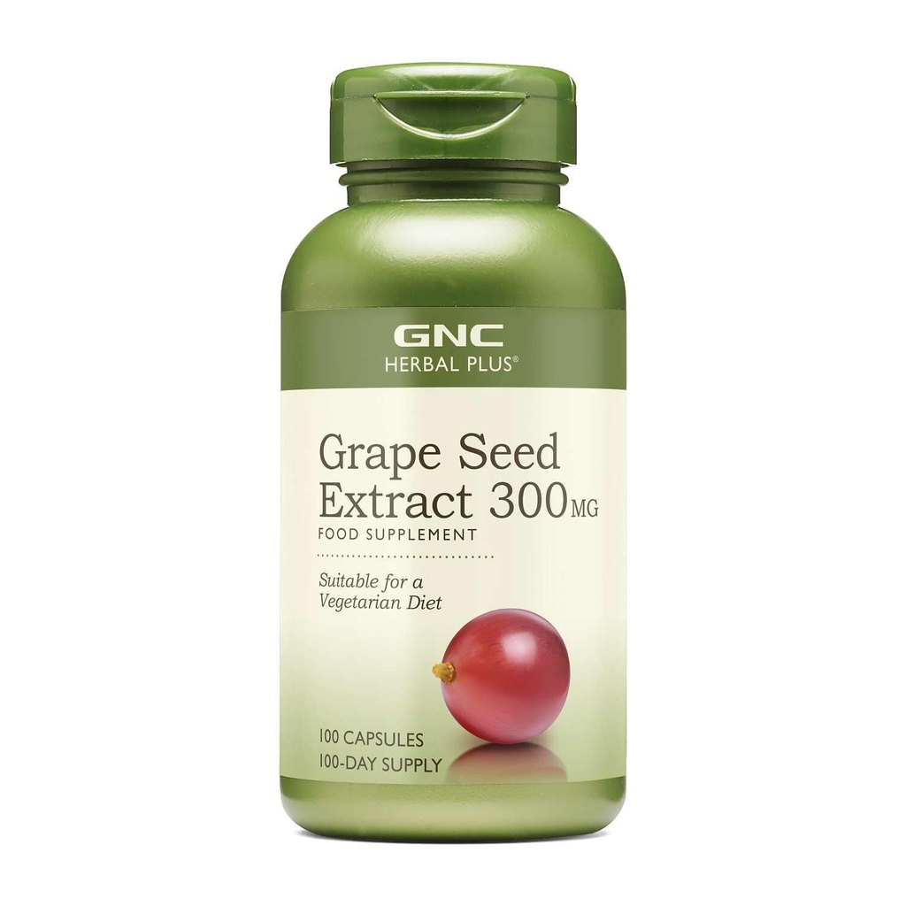 GNC Herbal Plus Grape Seed Extract 300mg Supplement, Vegetarisk, 100 Servere