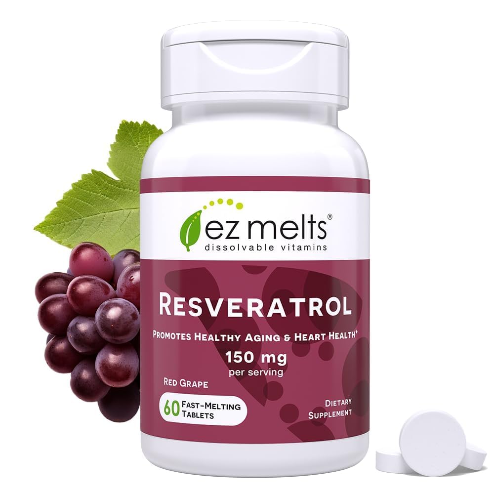 EZ smelter opløselig resveratrol Supplement 150 mg, sukkerfri, 1- måned Supply - 1 pakke