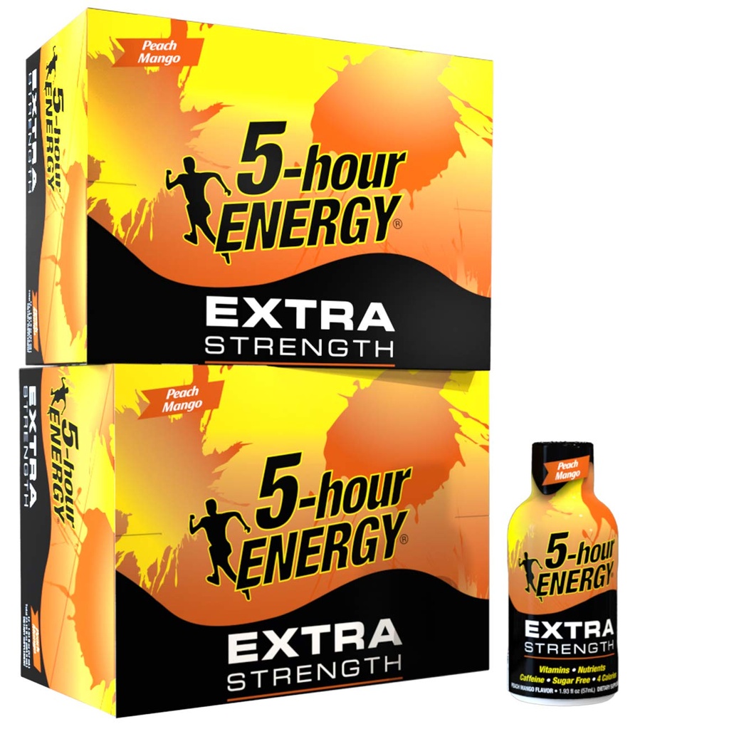 5-timers energi shot, ekstra styrke Peach Mango, 1,93 Ounce, 24 Greve