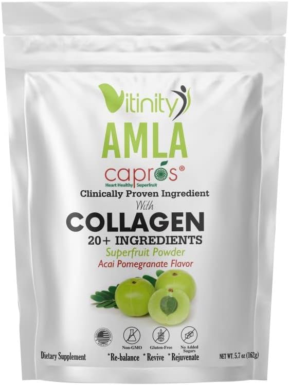 VITINITY AMLA SUPERFOOD 20+Key Ingredients Collagen (Type 1 & Type 3) Powder with CLINICALLY Proven Ingredient (AMLA) for Adults,Fast-Acting Liquid DELIVERY(30 Day Supply)