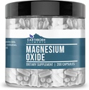 Earthborn Elements Magnesium Oxide, 200 Capsules, Pure & Undiluted, No Additives