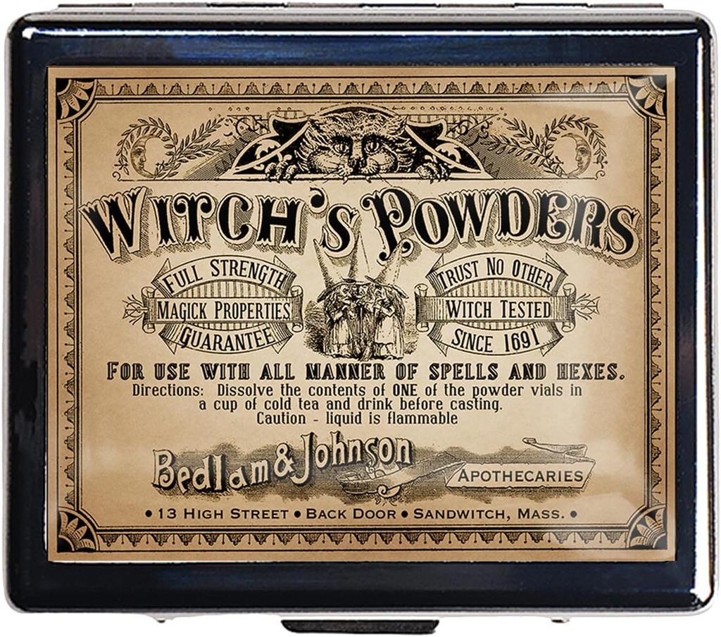 Cute Pill Organizer for Women - Pretty Metal Pill Box med 8 kompartmenter og spejl, Compact Travel Pill Case for Purse eller Pocket (Wirch 's Powders)