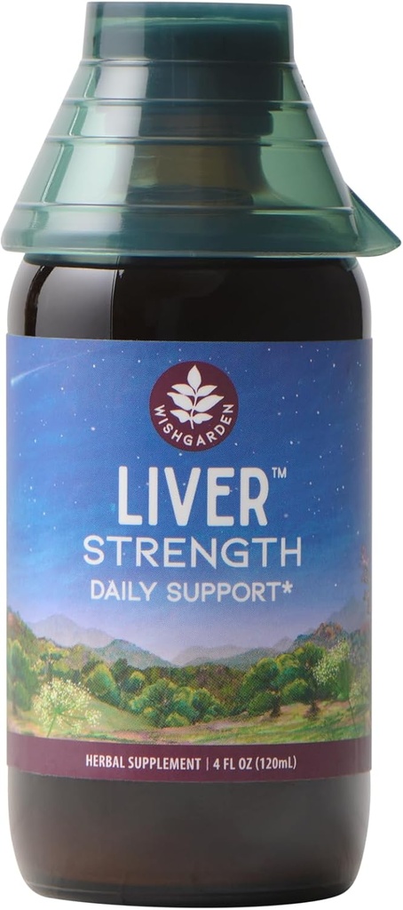 WishGarden Urter Lever Strengtonic - Plant- Based Herbal Lever Support med Burdock, Mælkebøtte Root & Gul Dock Root, Understøtter lever rense Detox & Reparation, sund lever funktion, 4oz