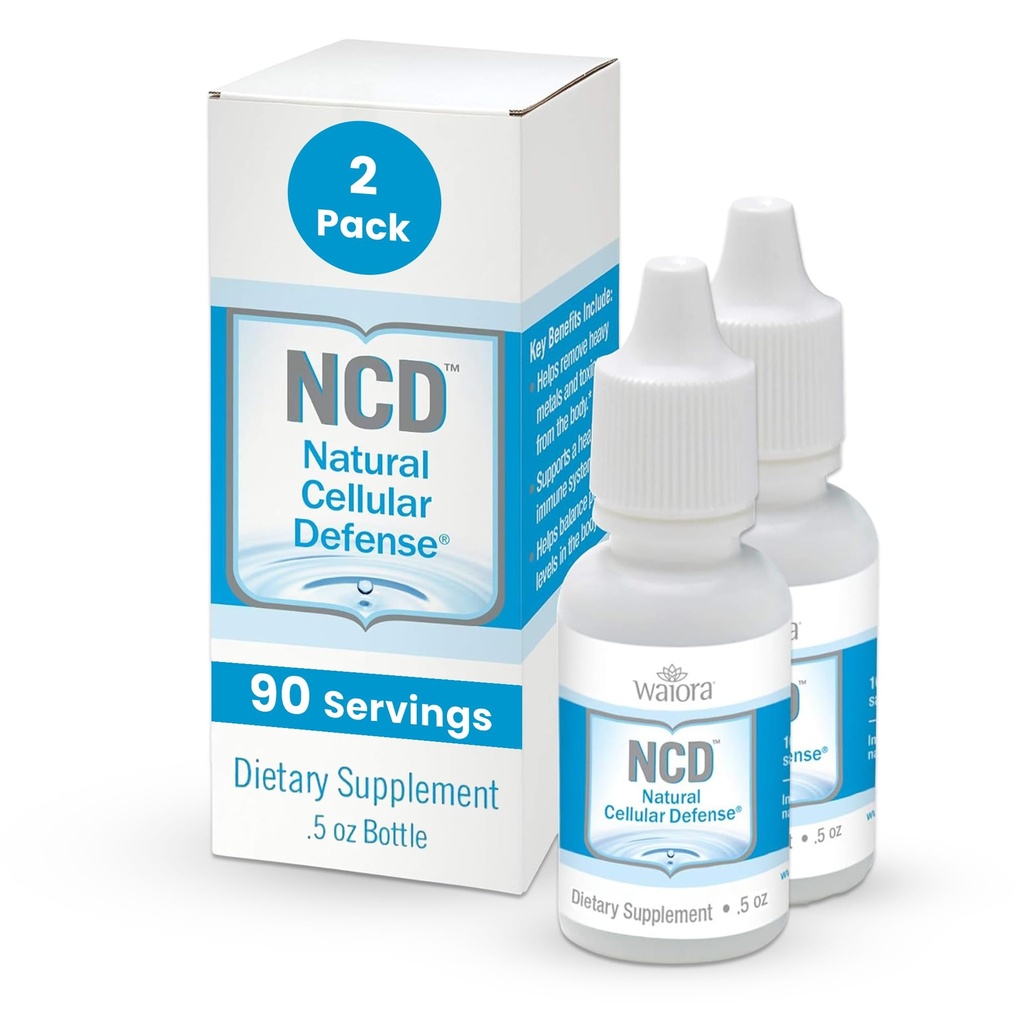 Waiora Natural Cellular Defense (NCD) Liquid Zeolite Drops, Clinoptilolite for mænd og kvinder - Supplement for immun, sund Gut Support, Cleanse, pH Balance (0.5oz Flaske, 2 Ct - 180 serv)
