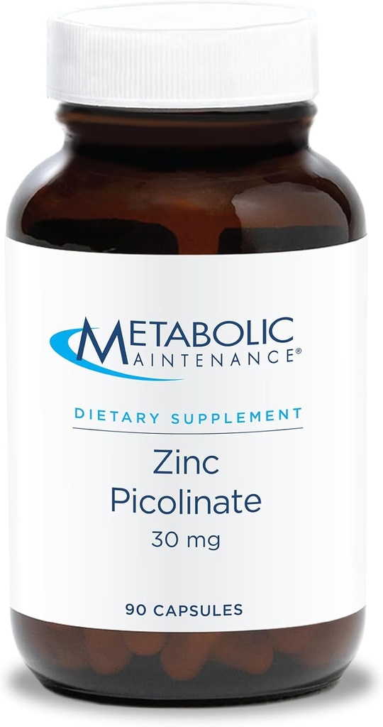 Metabolic Maintenance Zinc Picolinate 30 mg - Zinc Supplement for Men and Women with Vitamin C, Pure Mineral Support Complex for Immune Health, 30mg Per Capsule - 90 Capsules
