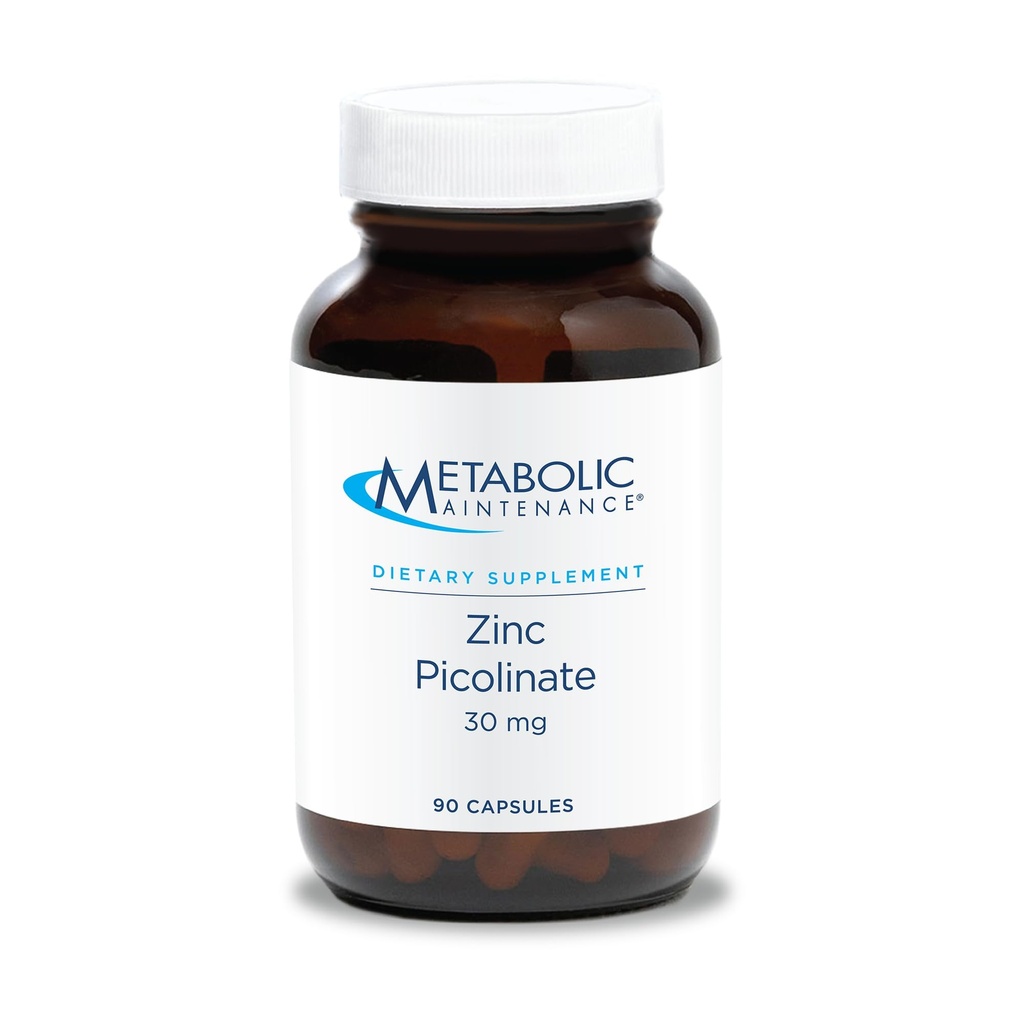 Metabolisk vedligeholdelse Zinkpicolinat 30 mg - Zinktilskud til mænd og kvinder med C-vitamin, Pure Mineral Support Complex for immunforsvar, 30mg Per kapsel - 90 kapsler