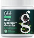 Gaia Urter Black Elderberry (Sambucus nigra) Ekstra styrke Gummier - Lækker immunforsvar supplement * - Lavet med Certified Organic Black Elderberries til immunsystemet support * - 120 Gummies