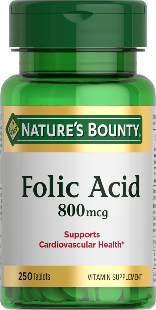 Nature 's Bounty folinsyre supplement, understøtter hjerte-kar-sundhed, 800mcg, 250 tabletter