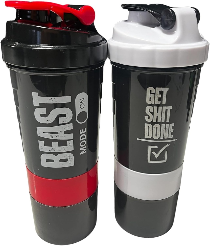 Generisk Protein Shaker Flaske - ShakePro16oz BPA- Free Shaker Flaske med blad-bevis opbevaring for pulver / piller - Ideel til gym og fitness