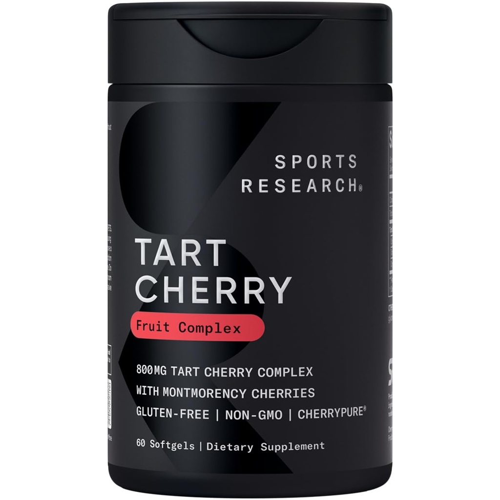 Sportsforskning Tart Cherry Kapsler - Lavet af Montmorency Tart Cherries - Non-GMO & Gluten Free - 60 flydende bløddele