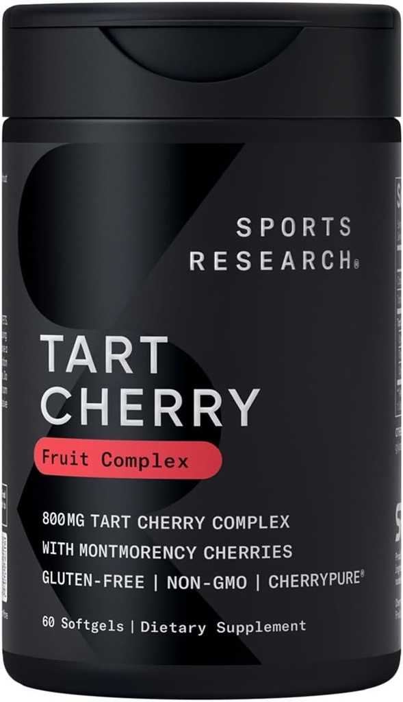 Sportsforskning Tart Cherry Kapsler - Lavet af Montmorency Tart Cherries - Non-GMO & Gluten Free - 60 flydende bløddele
