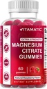 Vitamatisk ekstra styrke Magnesium Gummies - 255 mg Elemental Magnesium per servering - 60 Gummies (2-Pack) Understøtter afslapning, muskelfunktion, Knoglesundhed & energi - Vegan, Non- GMO, Gluten- Free