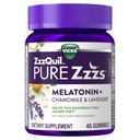 ZzzQuil Pure Zzzs Melatonin Gummies, Sleep Aid, Melatonin 2mg, with Chamomile & Lavender, Melatonin Sleep Gummies, Sleep Aids for Adults, Wildberry Vanilla Flavored, 48 Sleep Gummies