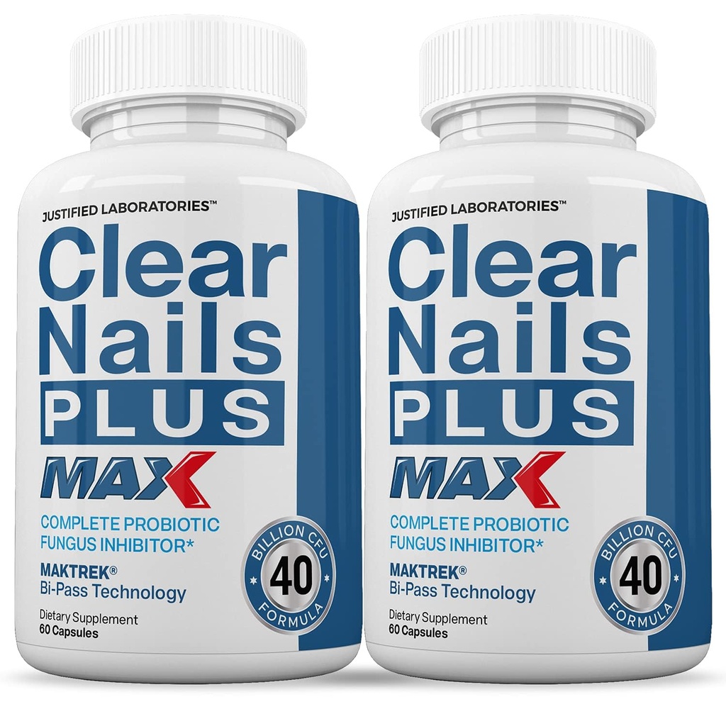 Begrundede laboratorier (2 Pack) Clear Nails Plus Max Pills 40 Millioner CFU Probiotiske Understøtter stærke sunde hår Hudens negle 120 Kapsler