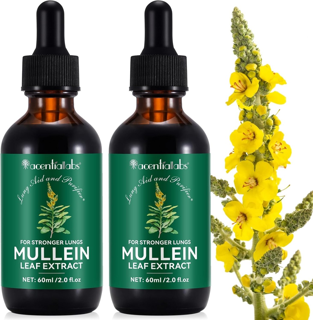 Mullein Drops til Lungs, Mullein Leaf Extract til Lungs, Mullein Leaf Tincture Drops, kraftfulde Mullein Leaf Liquid Extract Drops, Vegan Mullein Leaf Sublingual Fast Absorption, 4 OZ